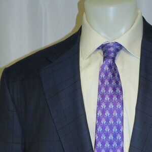 Stefano Ricci Blue Plaid Super 160 Custom Made Two Button Suit 54R